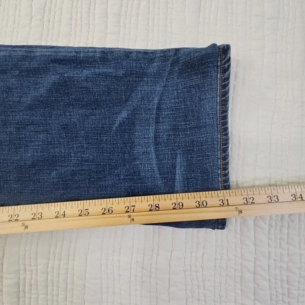 True Religion Jeans Men's 42x31 Blue Straight Denim Faded Whiskers‎ Streetwear